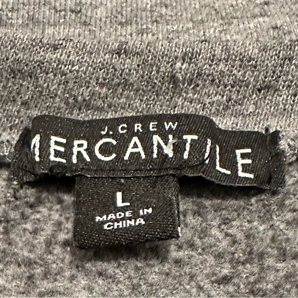 J Crew Mercantile  gray ruffled long sleeve shirt crew neck EUC SZL - Picture 5 of 6